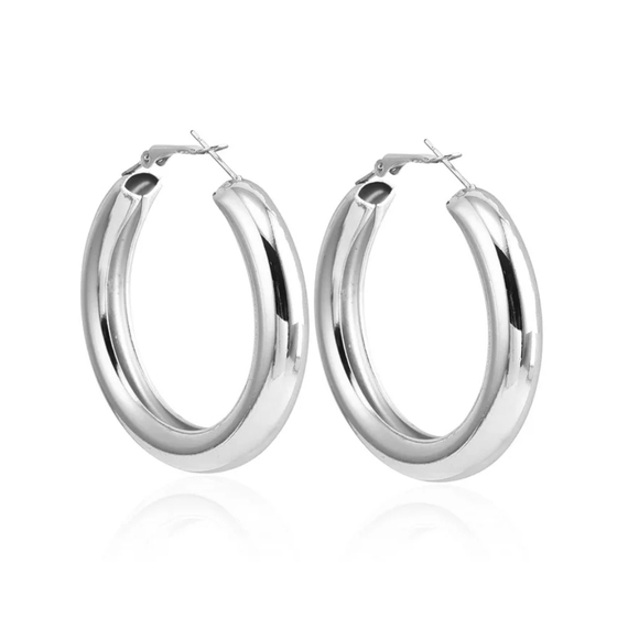 🎉3/$10 *S A L E*🎉Large Silver Chunky Hoops 2" Lightweight 😍 - Picture 4 of 7